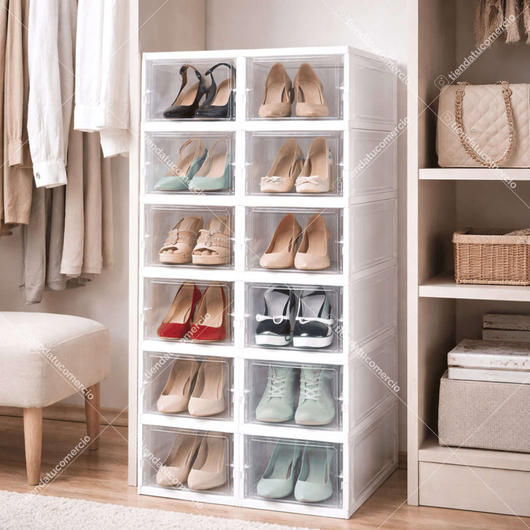 Zapatero Plegable de 6 niveles PP + Acrílico