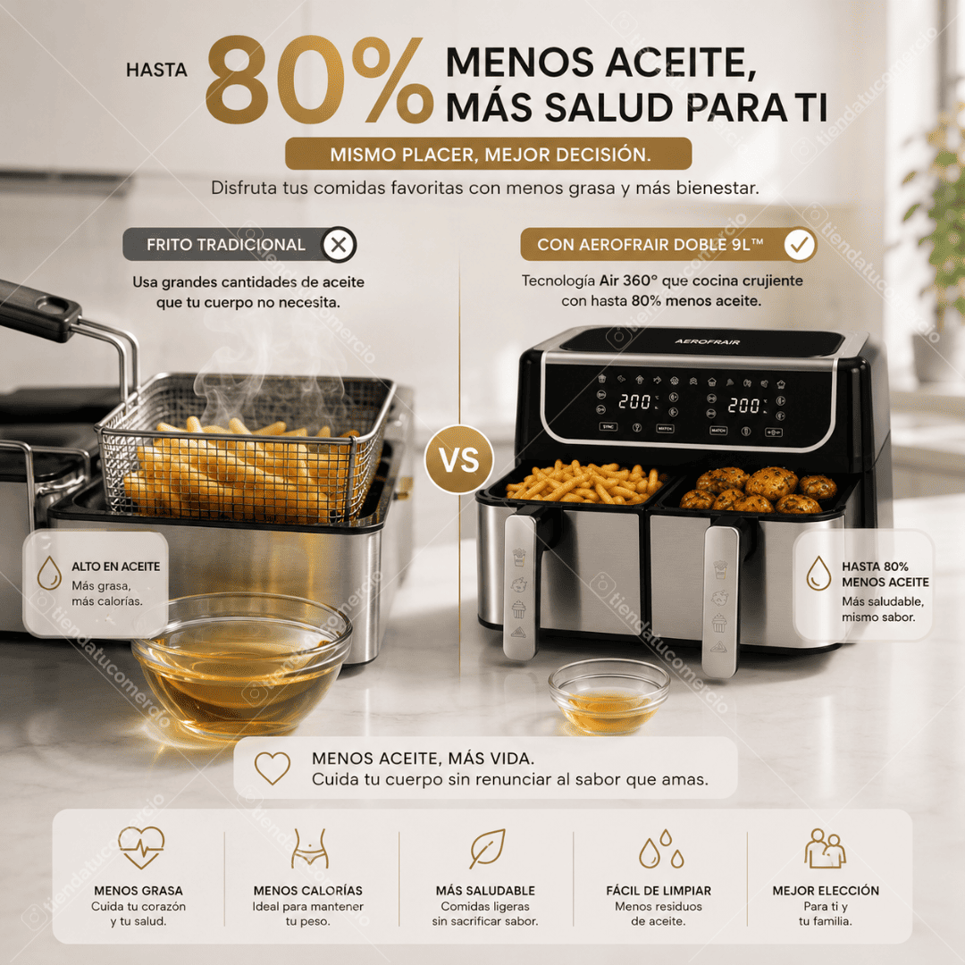 AEROFRAIR DOBLE 9L™ – Freidora de Doble Canasta