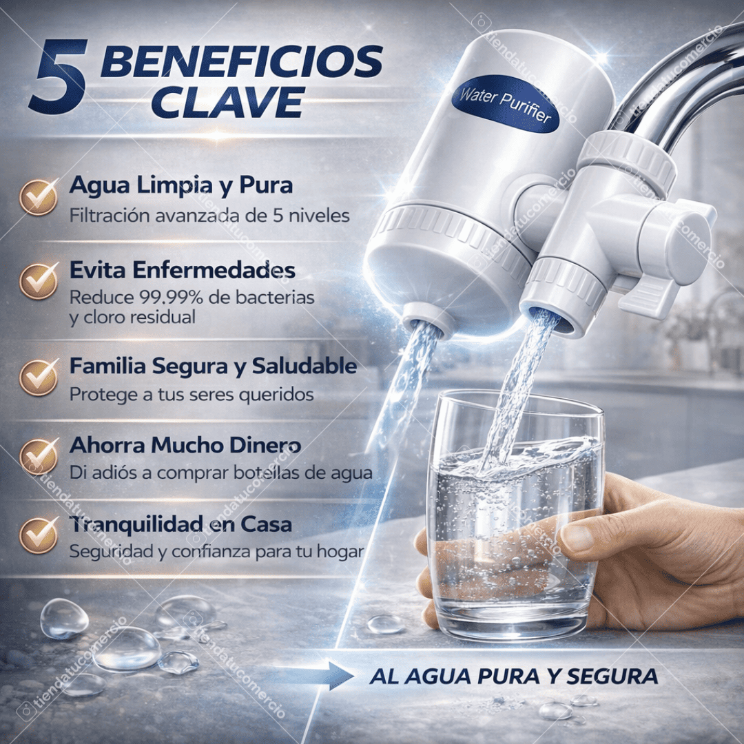 Filtro Purificador de agua 5 NIVELES 99.99% Menos cloro y bacterias + Envío Gratis