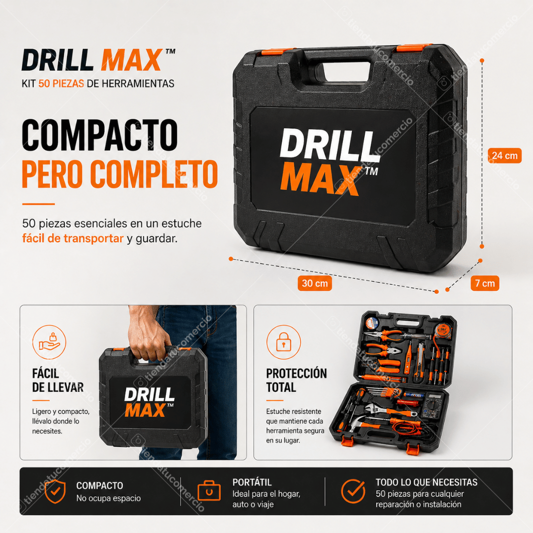 DRILL MAX™ – Kit 50 Piezas de Herramientas