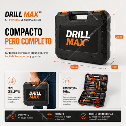 DRILL MAX™ – Kit 50 Piezas de Herramientas
