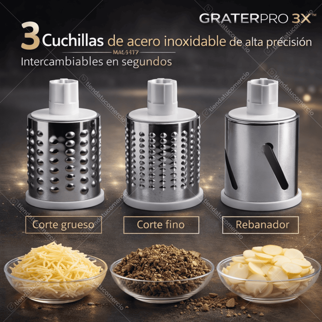 GRATER PRO 3X™ — Rallador Multifunción Profesional