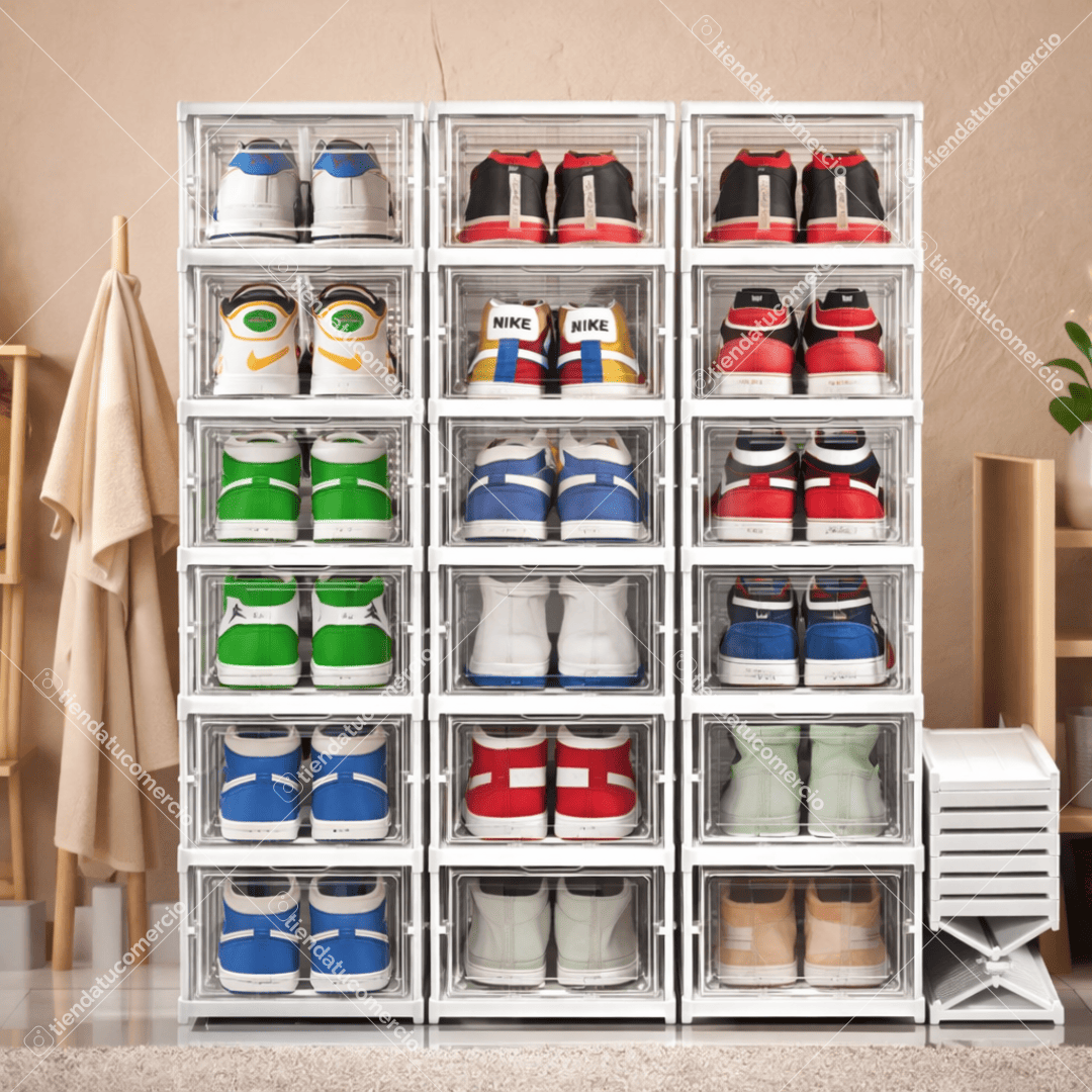 Zapatero Plegable de 6 niveles PP + Acrílico