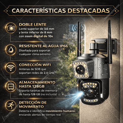 Cámara de Seguridad Inteligente Doble Lente 360° Pro
