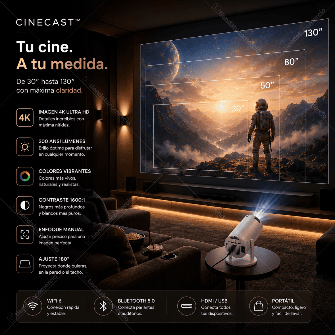 CINECAST™ - Proyector Smart Cinema 4K Portátil