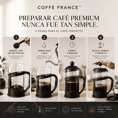COFFE FRANCE™ - Prensa francesa de 1 litro