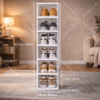Zapatero Plegable de 6 niveles PP + Acrílico
