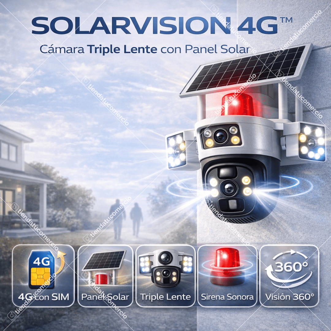 SOLARVISION 4G™ — Cámara Triple Lente con Panel Solar