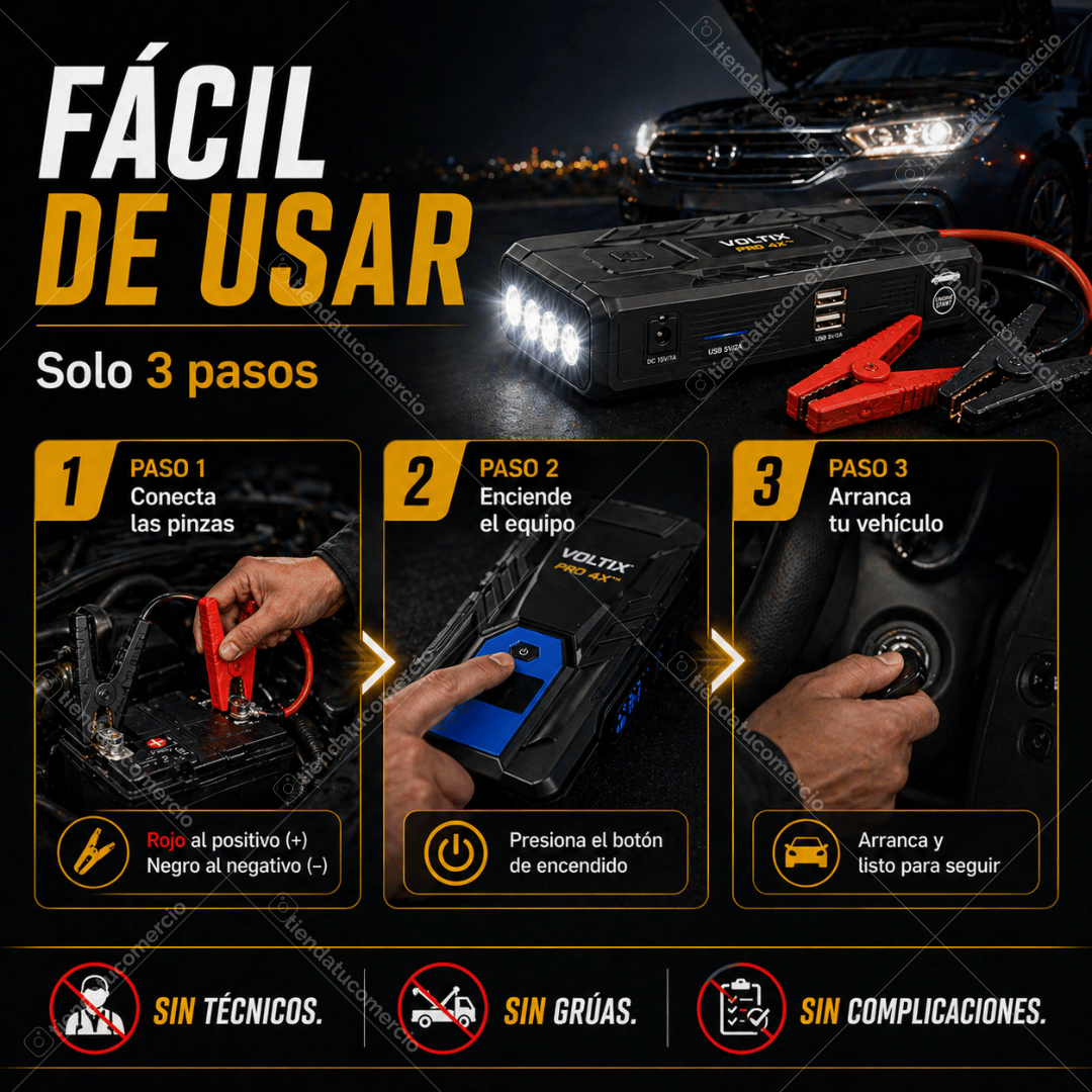VOLTIX PRO 4X™  – Kit de Emergencia Automotriz 4 en 1