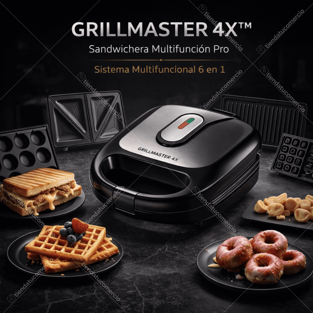 GRILLMASTER 4X™ — Sandwichera Multifunción Pro