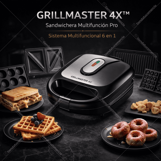 GRILLMASTER 4X™ — Sandwichera Multifunción Pro