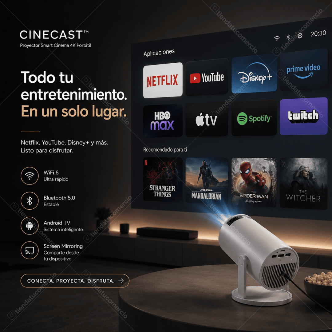 CINECAST™ - Proyector Smart Cinema 4K Portátil