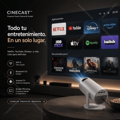 CINECAST™ - Proyector Smart Cinema 4K Portátil
