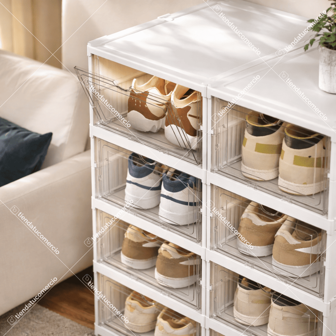 Zapatero Plegable de 6 niveles PP + Acrílico