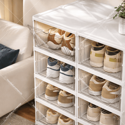 Zapatero Plegable de 6 niveles PP + Acrílico