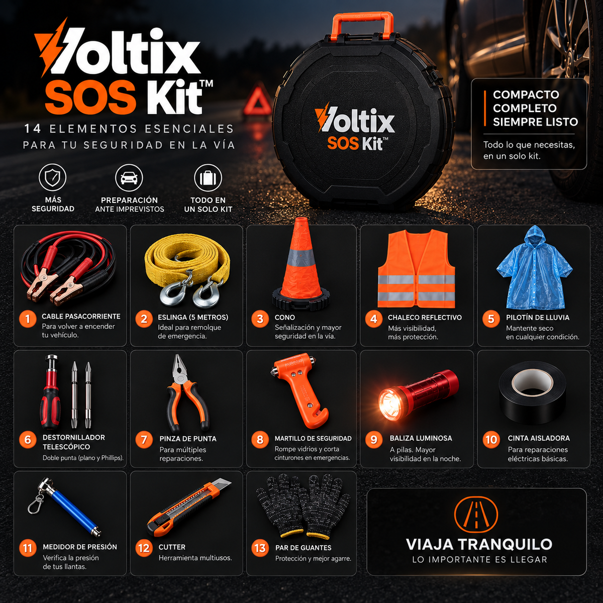 Voltix SOS Kit™ - Kit de emergencia de carretera