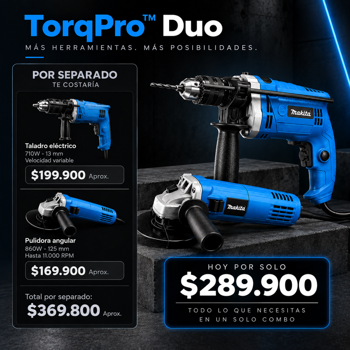 TorqPro™ Duo - Combo Taladro + Pulidora