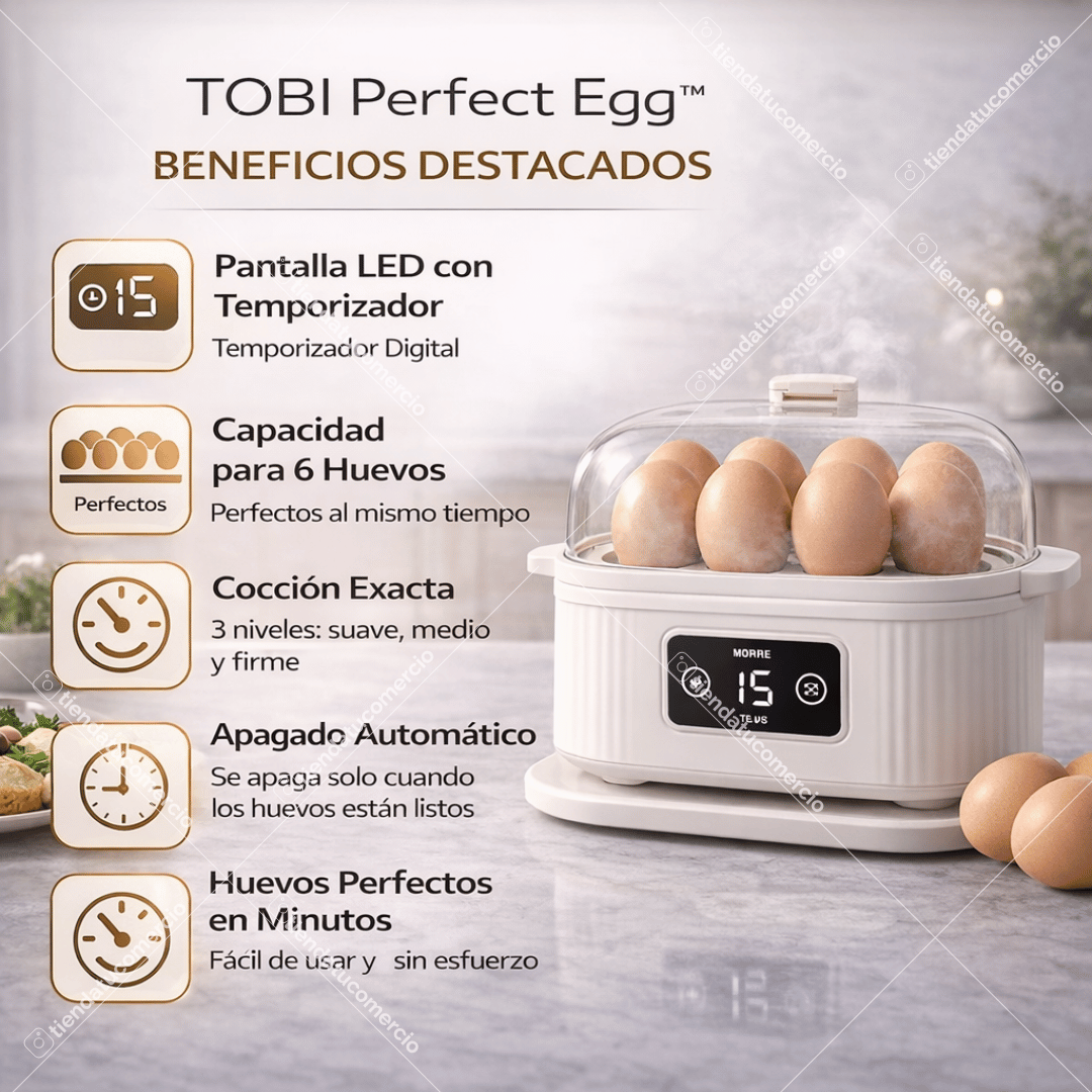 TOBI Perfect Egg™ - Cocedor Inteligente de Huevos